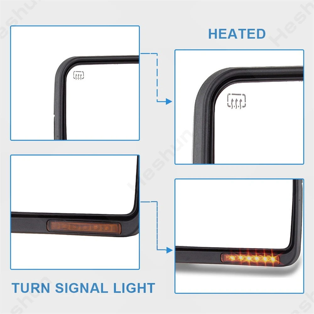 Pair Extendable Towing Mirror For Ford F-150 Series F150 Raptor 2007 2008 2009 2010-2014 Pickup Truck Side Mirror Heated Folding