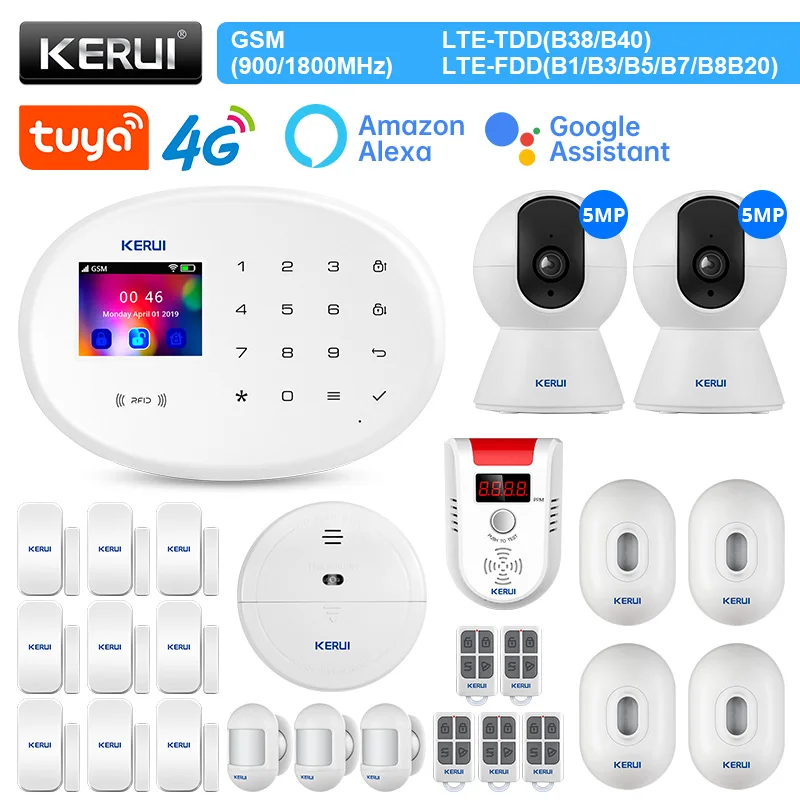 

Комплект охранной системы KERUI W204 4G с беспроводными сигнальными устройствами PIR датчик движения сирена Wi-Fi GSM охранная безопасность дома