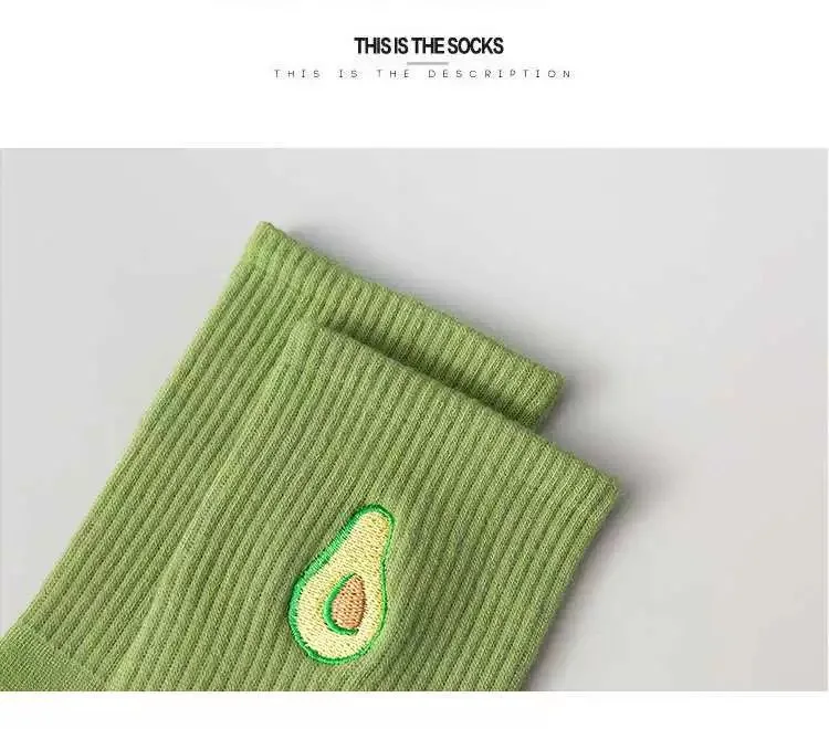 Einfache Sport frucht stickerei süße Baumwoll socken Damen atmungsaktive bunte lässige Mittel rohrs ocken Hipster täglich weiche Socke – Detail 8