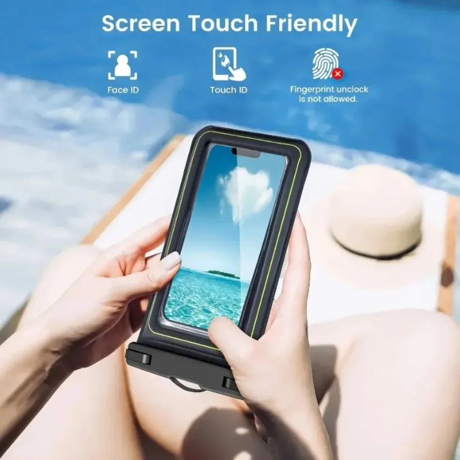 Nuovo IP68 Custodia da nuoto impermeabile Custodia per telefono Borsa impermeabile Airbag Touch Screen per iPhone Samsung 6.8 "Tutto i telefoni cellulari - immagine 3