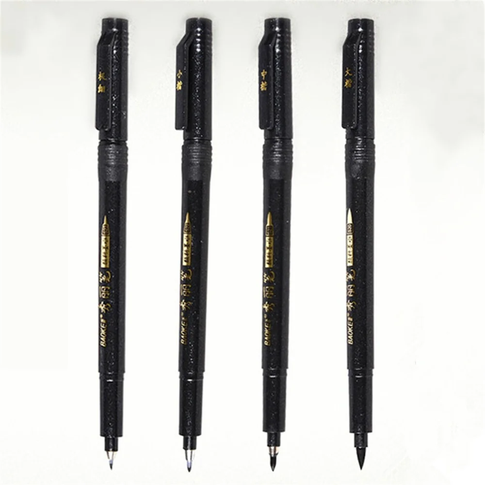 4pcs Set S,M,L,XL Can Add Ink Calligraphy Pen Multipurpose Drawing Painting Brush School Office Supply Artist Writing Stationery 6pcs black waterproof drawing hook line pen cd marker artist comic painting art create tool school office supply stationery