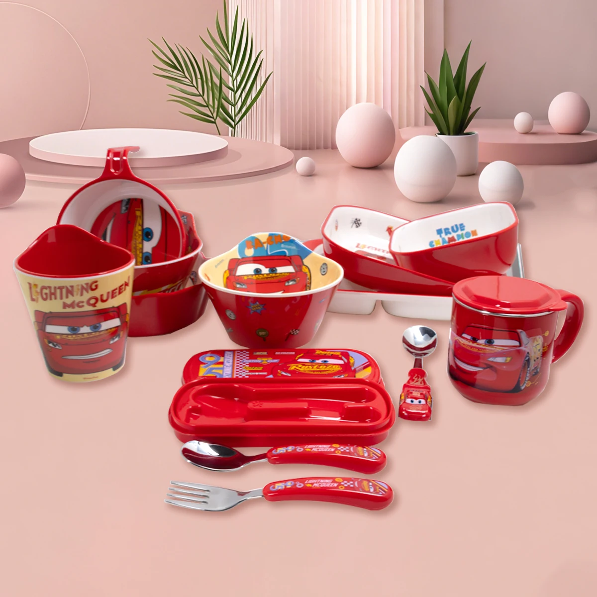 Disney Cars Lightning McQueen Kids Melamine Tableware Set 6