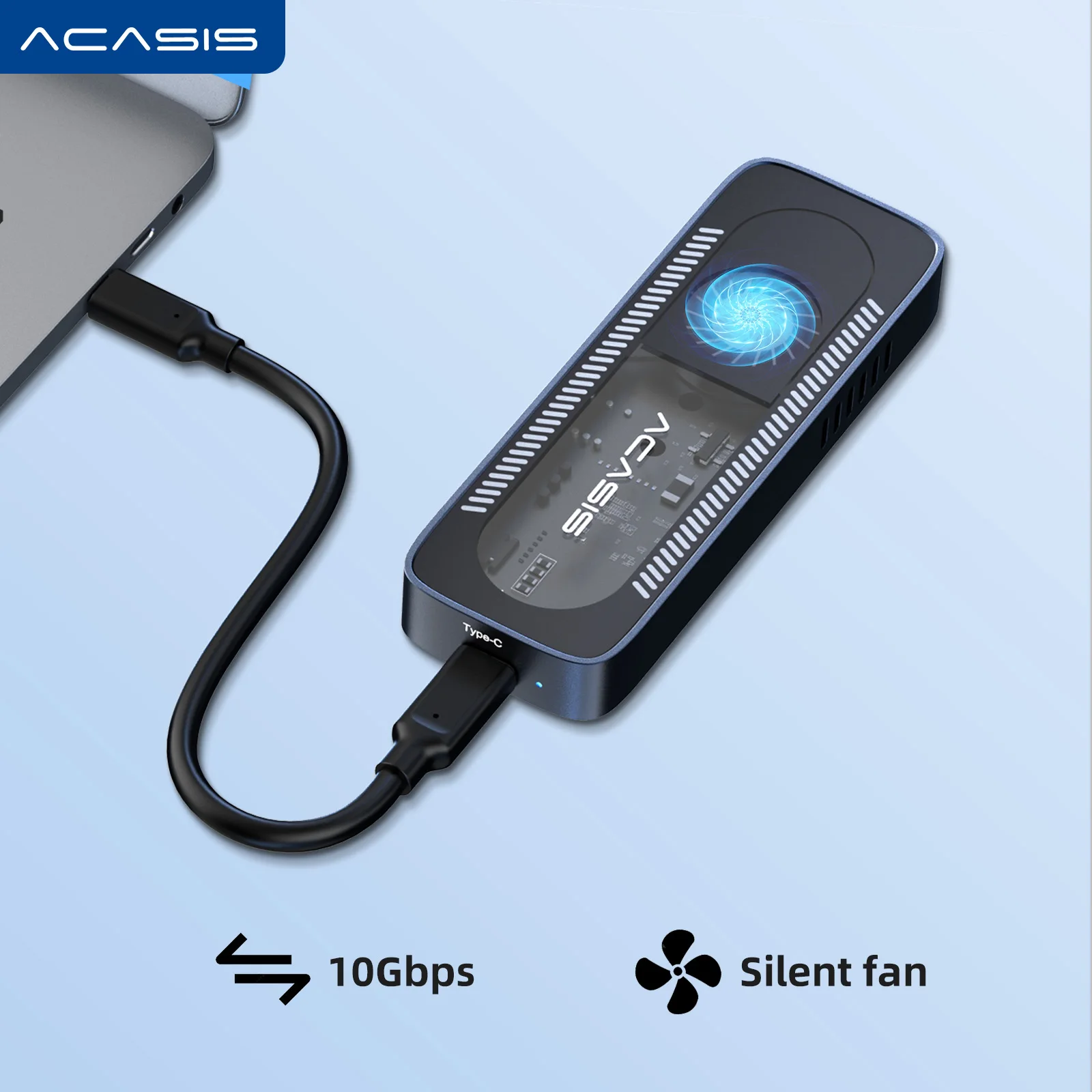 ACASIS 10Gbps USB 3.1 M.2 NVME SSD Enclosure Case For 2280/60/42/30 Small Size Built In Fan Version Case SSD