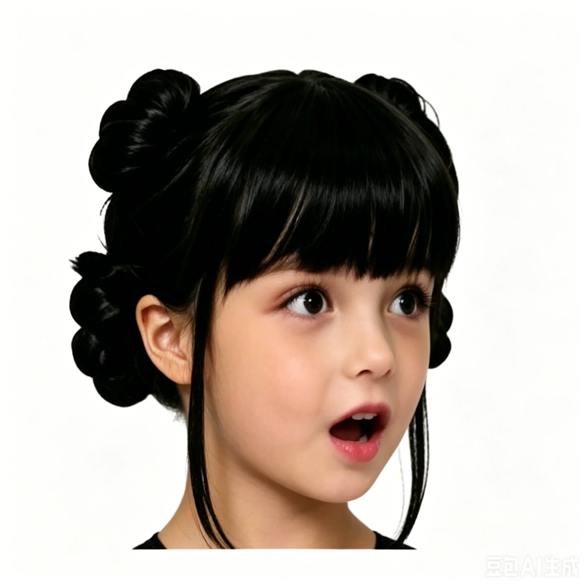 Parrucca Sintetica Lunga Viola con Treccia e Coda di Cavallo, Chignon Nero, per Cosplay di Cantanti, Idoli, Demoni, Bambini, Ragazze, Feste, Halloween - immagine 5