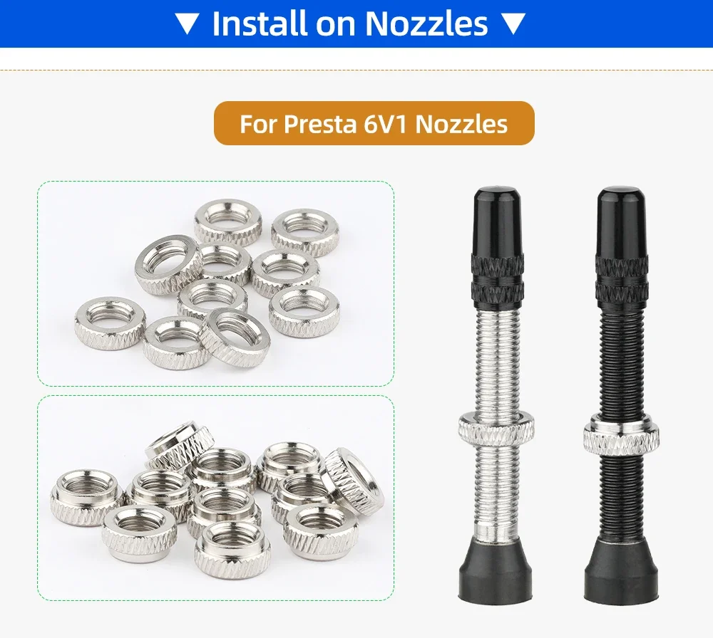 10PCS F/V A/V Vernickelt Kupfer Muttern Für Motorrad Fahrrad Schrader Presta Ventil 8V1 6V1 Befestigungs Gewinde Werkzeug – Detail 7
