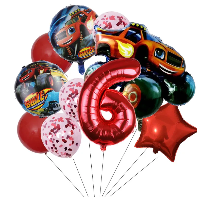 Birthday Party Decoration Supplies Blaze Monster Balloons Cartoon Car Boy Happy Birthday Baby Shower