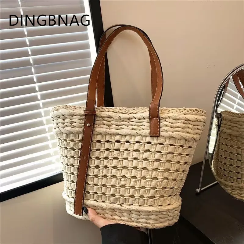 2023 New Luxury Designer Women's Straw Bag Casual Shoulder Large Bag Fashion Beach Braided Bag Summer Ladies Tote Travel Bags