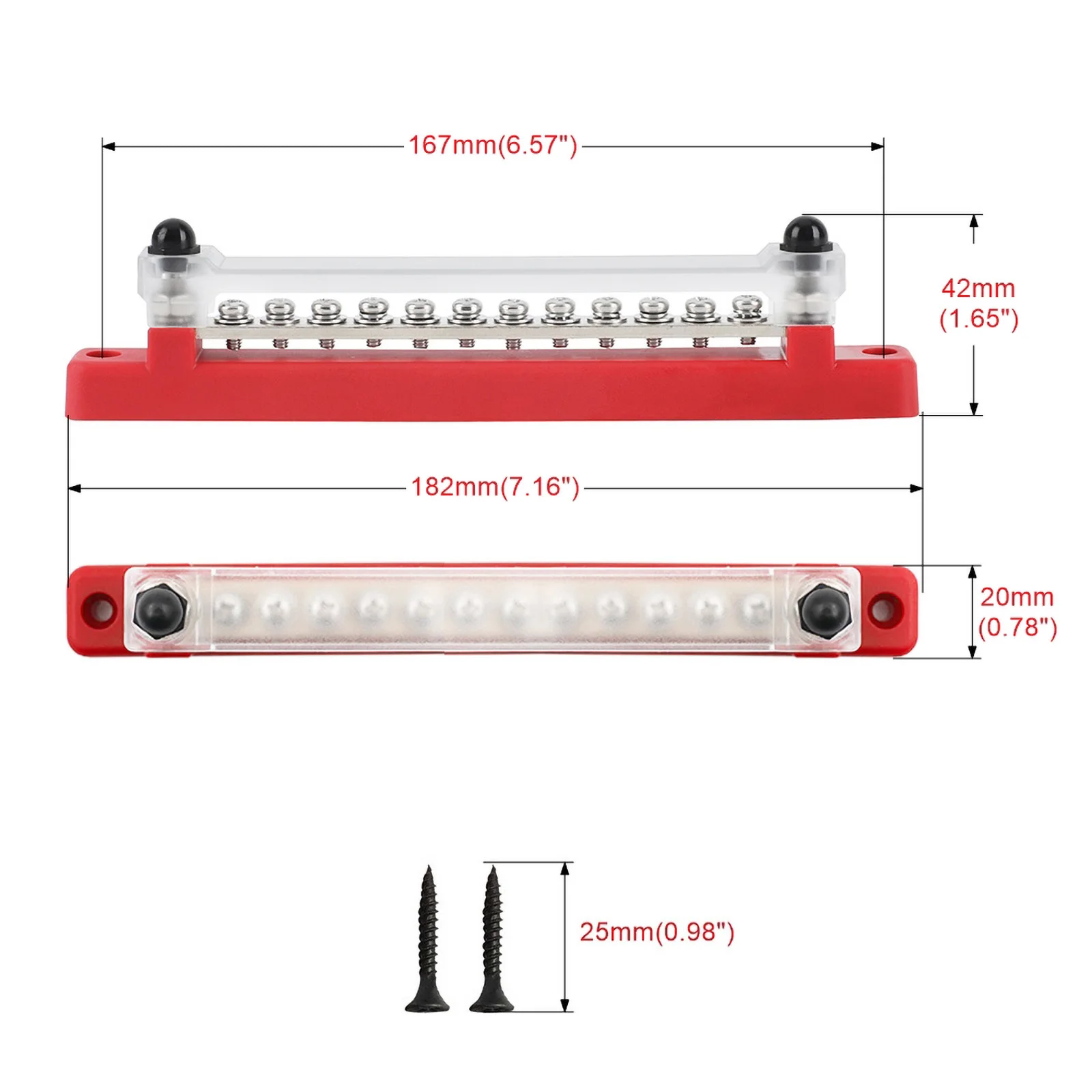 M6 12V morsettiera Bus Bar 1/4 pollici Stud 150A blocco di distribuzione di energia elettrica Bus Bar per camion barca Camper RV Caravan