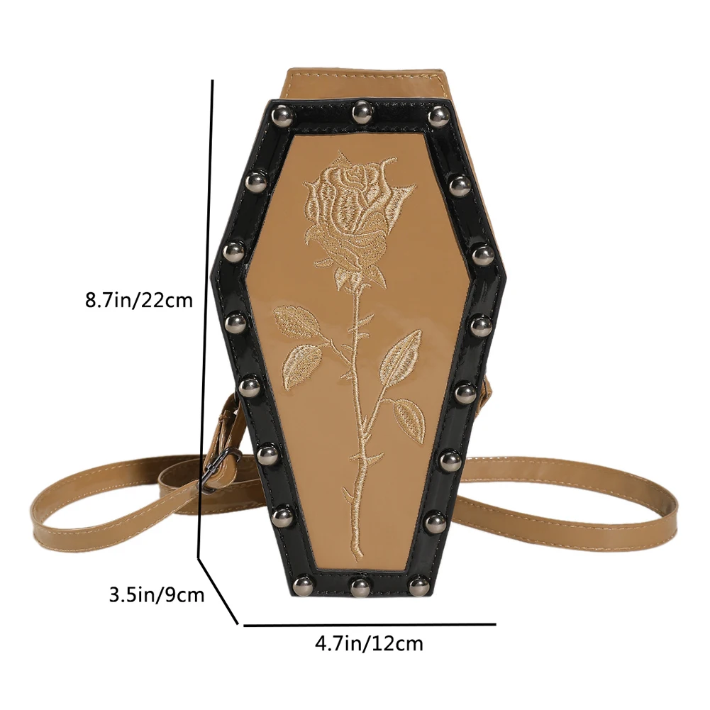Women Coffin Satchel Purse Strap Adjustable Gothic Coin Purse PU Leather Spider Coffin Bag Y2K Cellphone Bag Halloween Candy Bag — view 6