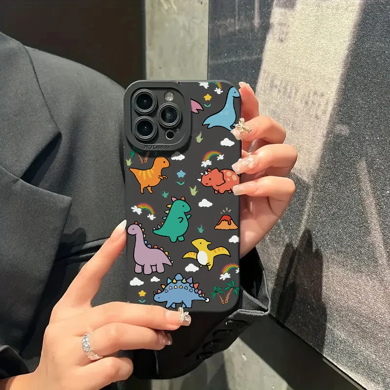 Vibrant Cartoon Dinosaur Floral Soft Phone Case