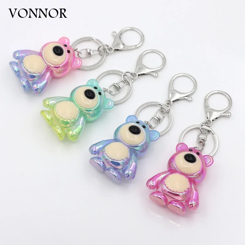 Acryl-Bären-Schlüsselanhänger Trendiger Schmuck Geschenk für Frauen Taschenanhänger Niedlicher Cartoon-Anime-Schlüsselanhänger Auto-Schlüsselanhänger Zubehör
