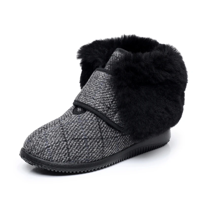 

Winter New Plush And Warm Women's High Cotton Boots Wool Integrated Adjustable Diabetes Deformed Feet Shoes In Fleece