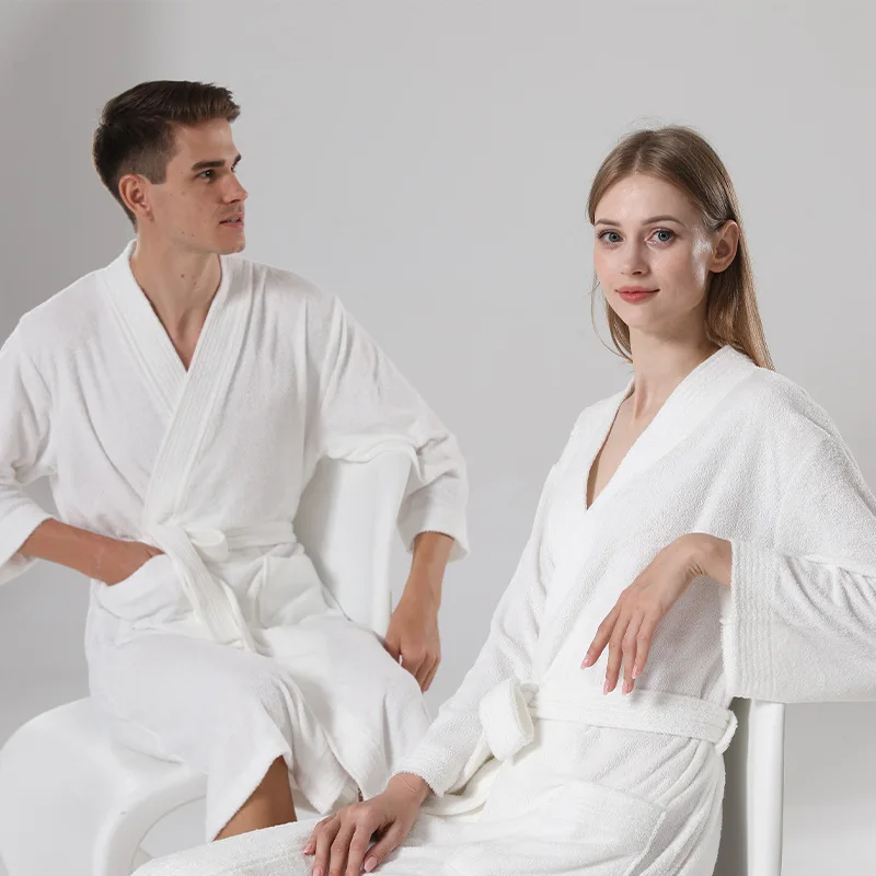 

Super Absorbent Towel Bathrobe Skin-friendly Bathroom Bathrobe Night-robe Universal Couple Shower Sauna Suit Unisex Nightgown