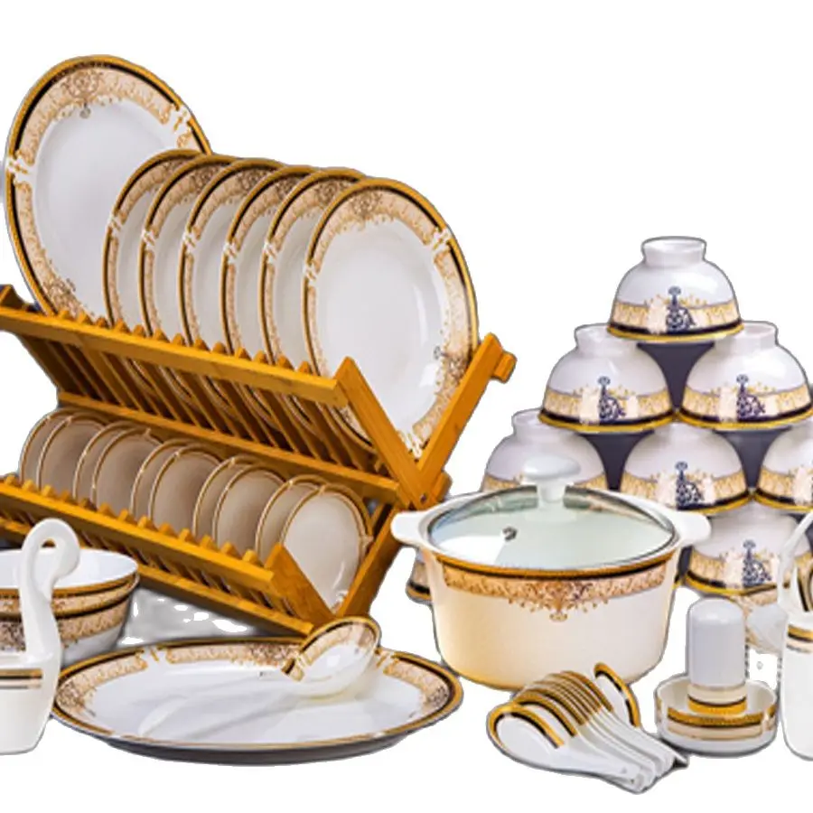 Jingdezhen Ceramic Dinnerware Set Ceramic Plates and Dishes Bowls 60pcs combination Tableware Kitchen Tableware