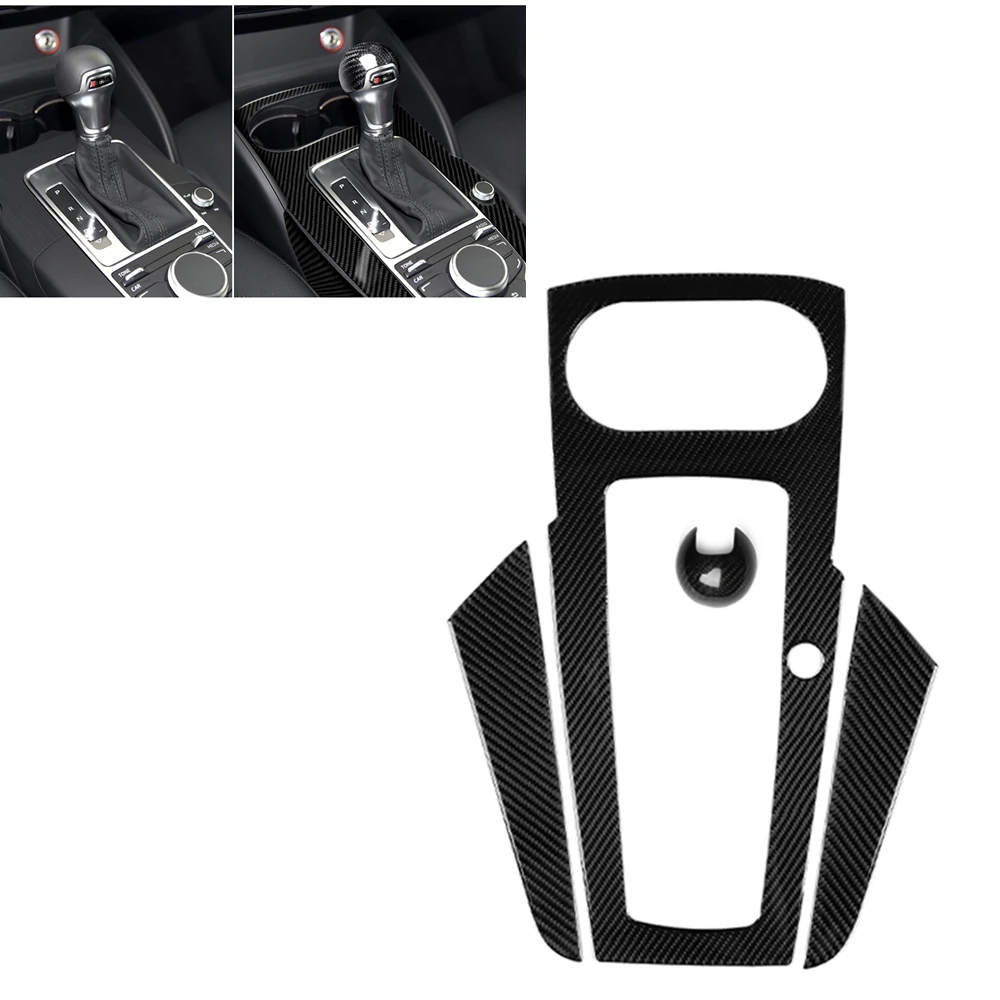 

Carbon Fiber Gear Shift Knob Ball & Console Panel Hole Cover Trim Sticker For Audi A3 2014 2015 2016 2017 2018