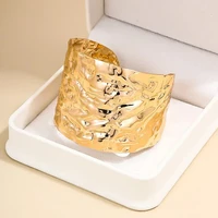 Bangles For Women Irregular Metal Cuff Bracelet Pleated Wide Edition Exaggerated Party Gift Holiday Fashion Jewelry CB042 1