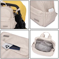 Soboba élégant sac à dos à couches pour femmes solide mode imperméable grande capacité multi-fonctionnel sac à langer avec 2 sangles 5