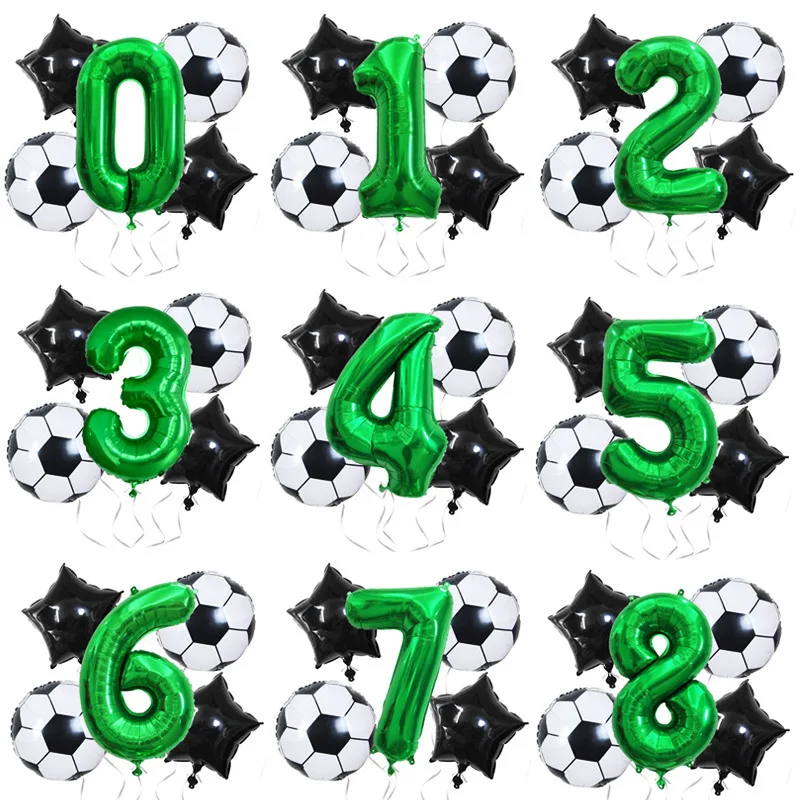 

1set New Football Balloon Package Theme Birthday Party Decoration Pentagram Aluminum Foil Balloons 0-9 Digital Baloon Wholesale