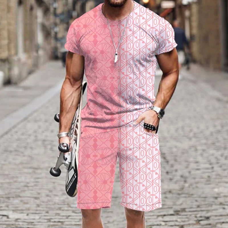 

2-piece Set Men's T-shirt Set Short Sleeve Street Sportswear 2022 New Summer 3D Printed Casual T-shirts Hip-hop Tops Beach Funny