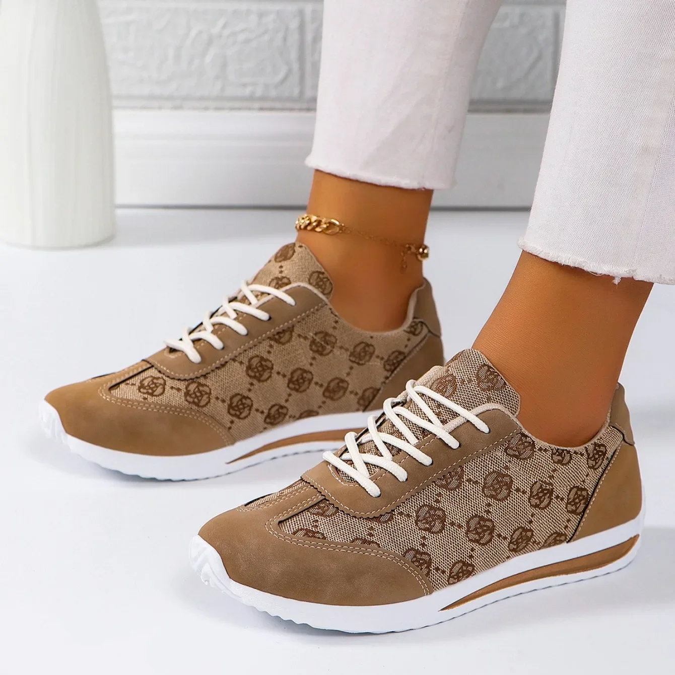 Women Thick Soled Cross Round Head Thin Fashion Shoes Women Comfortable  Breathable Casual Wear-resistant Shoes Zapatos De Mujer 3