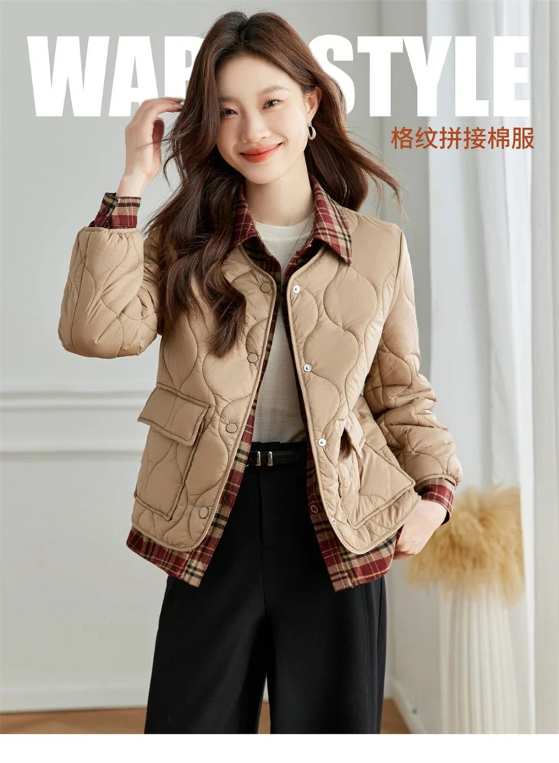 Autumn Winter Women stitching Fake two Jacket New Fashion Cotton Padded Jacket Parka Female light Loose Warm Snow Wear Coats