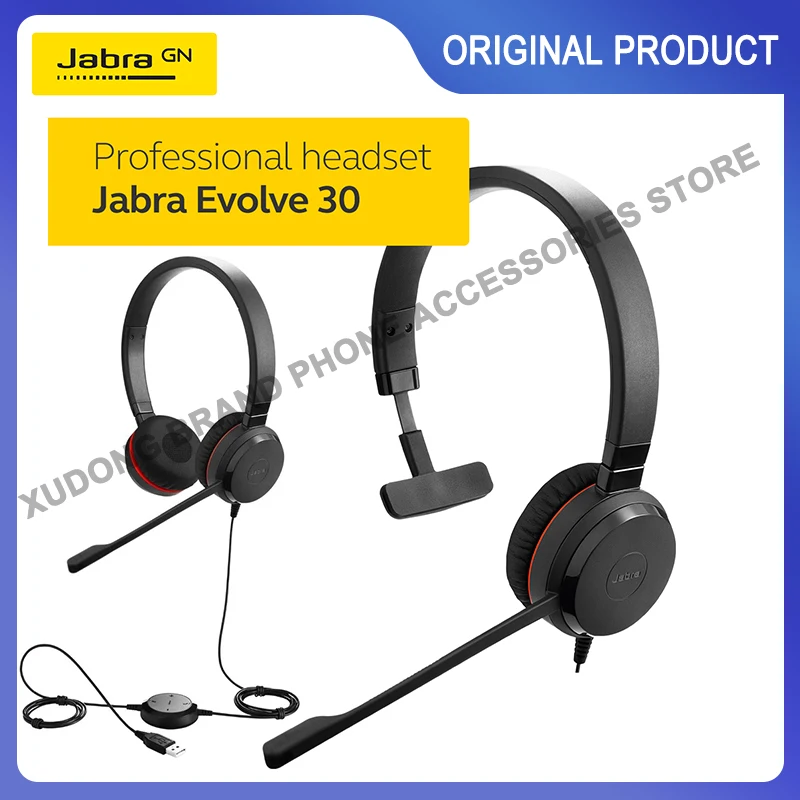 Jabra EVOLVE 30 Mono Stereo Wired Headset Noise Cancelling Headphones