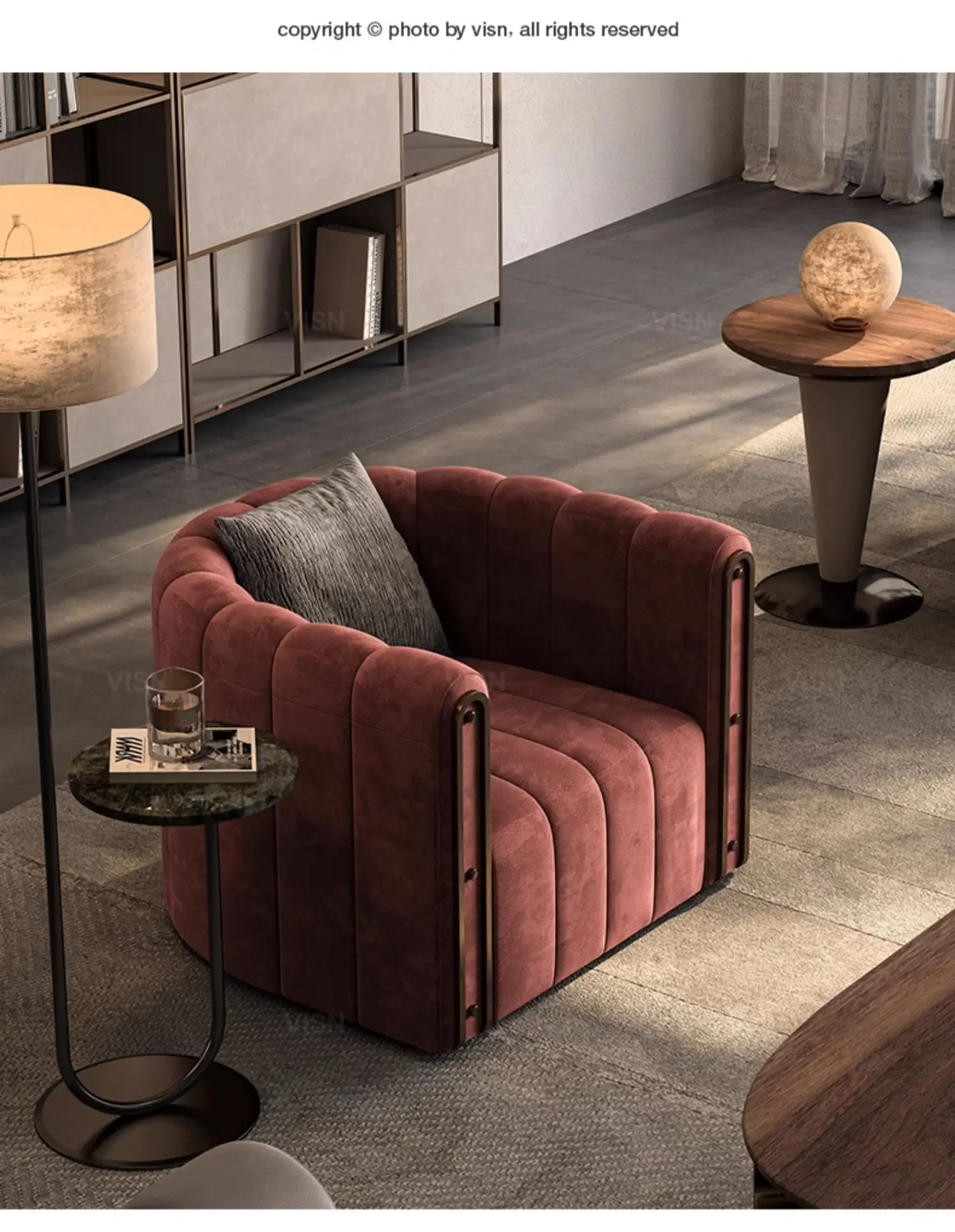 

Designer lounge chair Large flat floor living room single sofa light luxury