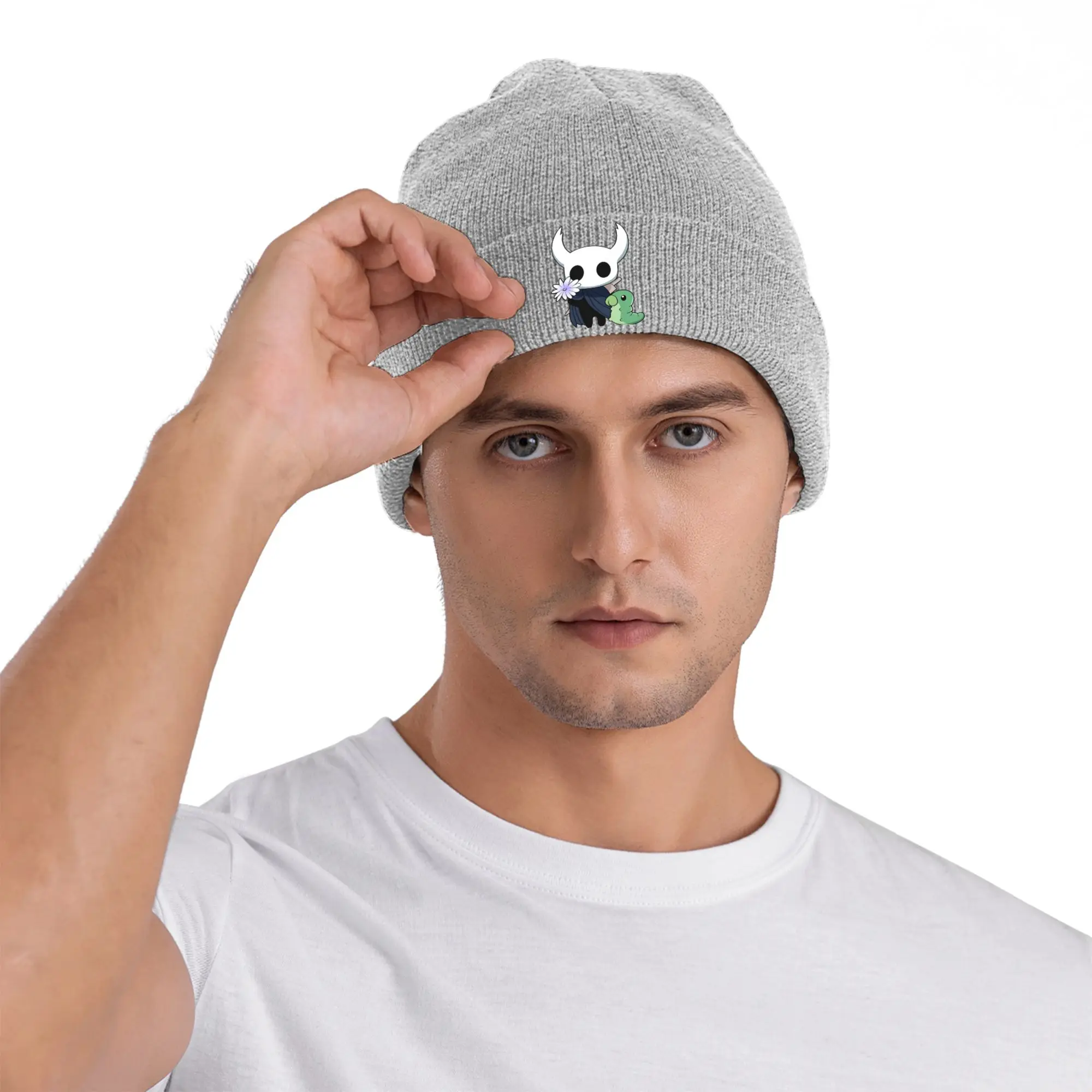 Kawaii Nette Spiel Hüte Herbst Winter Skullies Mützen Mode Hohl Ritter Kappe Weiblich Männlich Acryl Gestrickte Kappen – Detail 5