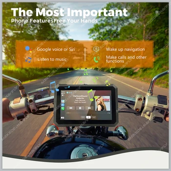 Navifly 7 Inch Portable Motorcycle Navigation Wireless Carplay Android Auto Touch screen player IPX7 Waterproof Support BT TF SD 2