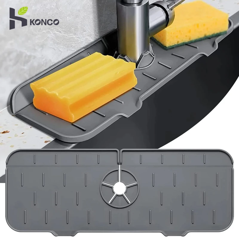 Kitchen Sink Splash Guard Faucet Absorbent Mat Silicone Faucet Splash Catcher Countertop Protector For Bathroom Kitchen Gadgets