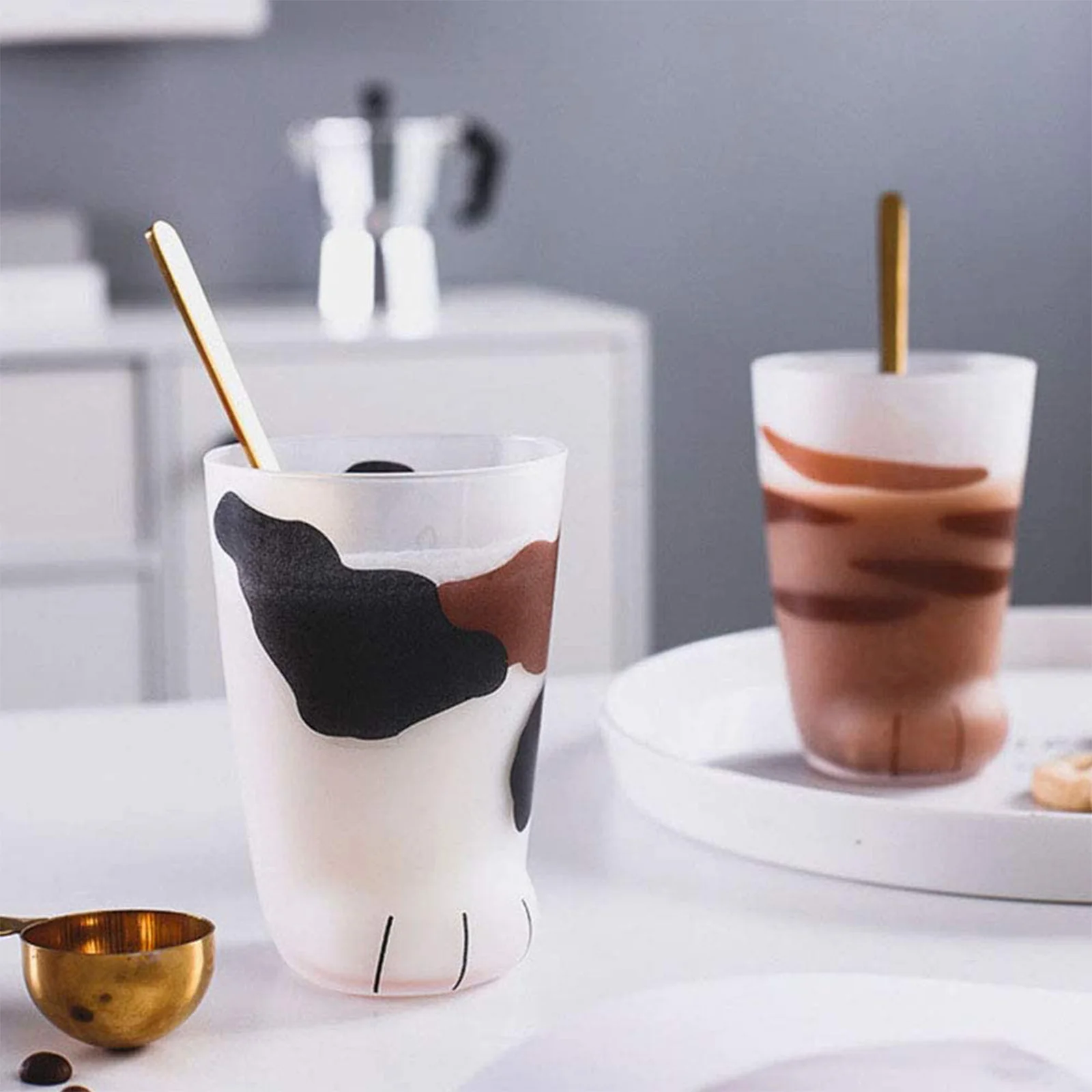 Glass Water Cup Creative Cat Claw Cup Breakfast Milk Cup Glass Personality Frosted Glass Mugs Milk Lemon Juice for Men Women Kids glass water cup,double wall glass cup