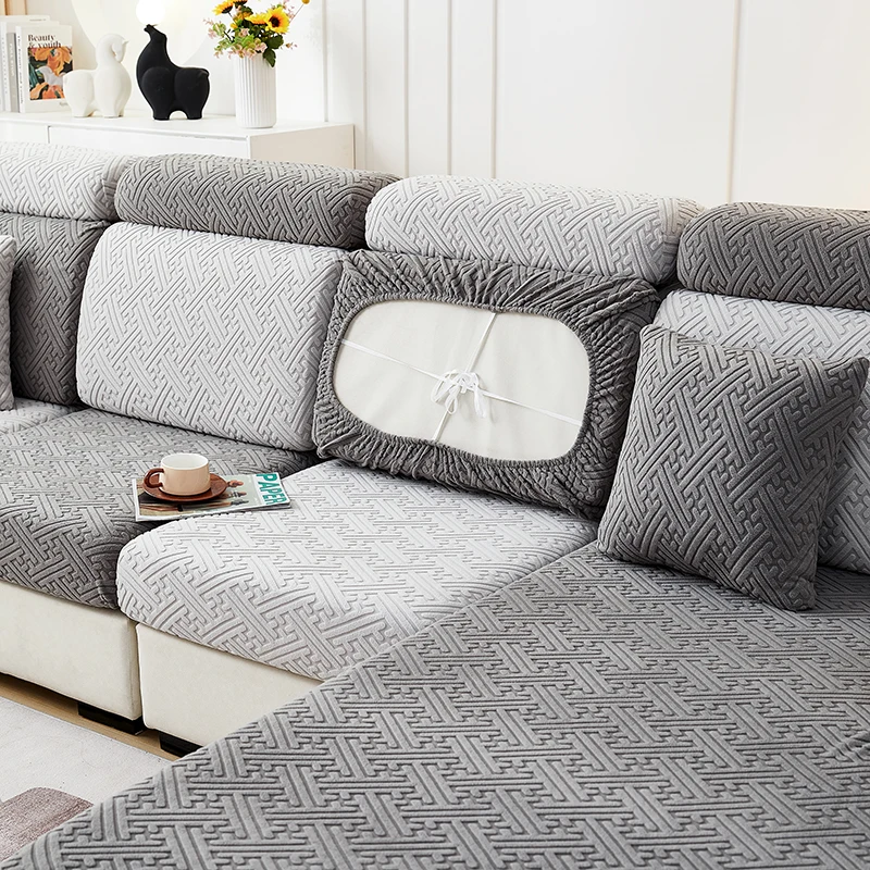 thick jacquard plush sofa cushion cover chalse long back cushion