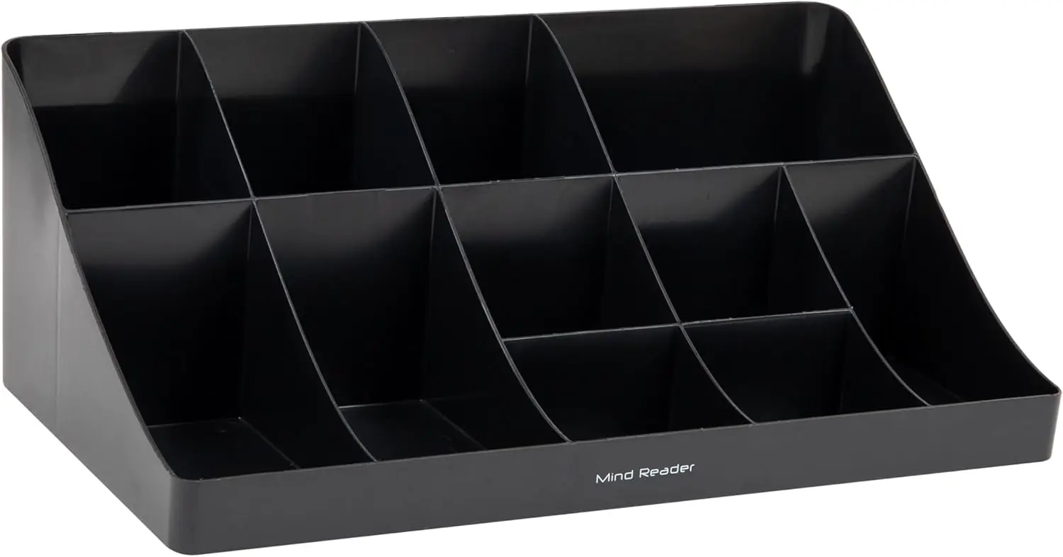 Reader Cup and Condiment Station, Countertop Organizer Coffee Bar, Kitchen, Stirrers, 17.875" L x 9.5" W x 6.625" H 5