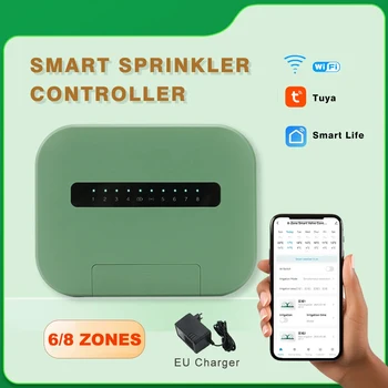 8 Zone or 6 Station WIFI Tuya Smart Home Watering Timer Garden Irrigation Controller Water Valve Irrigation System with EU Plug