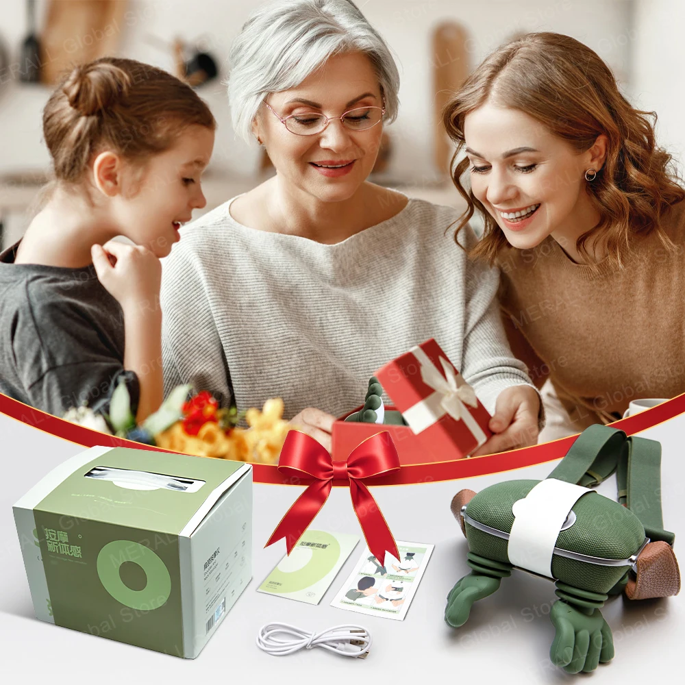 Neck Shoulder Massager Electric Kneading Massager Heated Back Massagers Muscles Massage Pillow Neck Waist Leg Body Gift Box