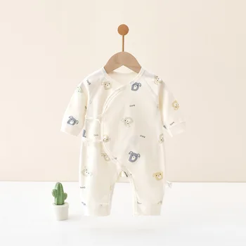 0-6 أشهر الطفل الربيع والخريف فراشة ملابس الطفل جمبسوت من القطن الخالص الوليد الطفل طويلة الأكمام منامة الزحف الملابس 6