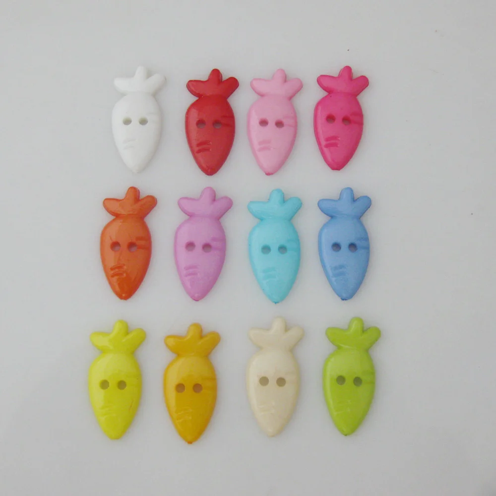 NBNNOA About 1" high Cutely Fruit Flatback Buttons Plastic Carrot Mixed Colors 50Pcs DIY Sewing Clothes Craft Accessory 6
