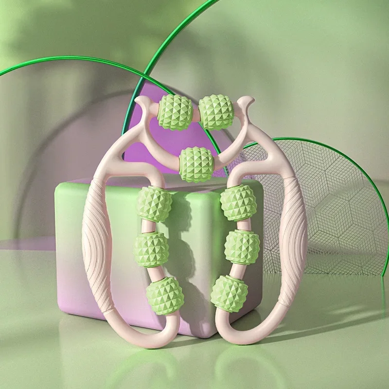 Nine-wheel leg clamp massager-white and green