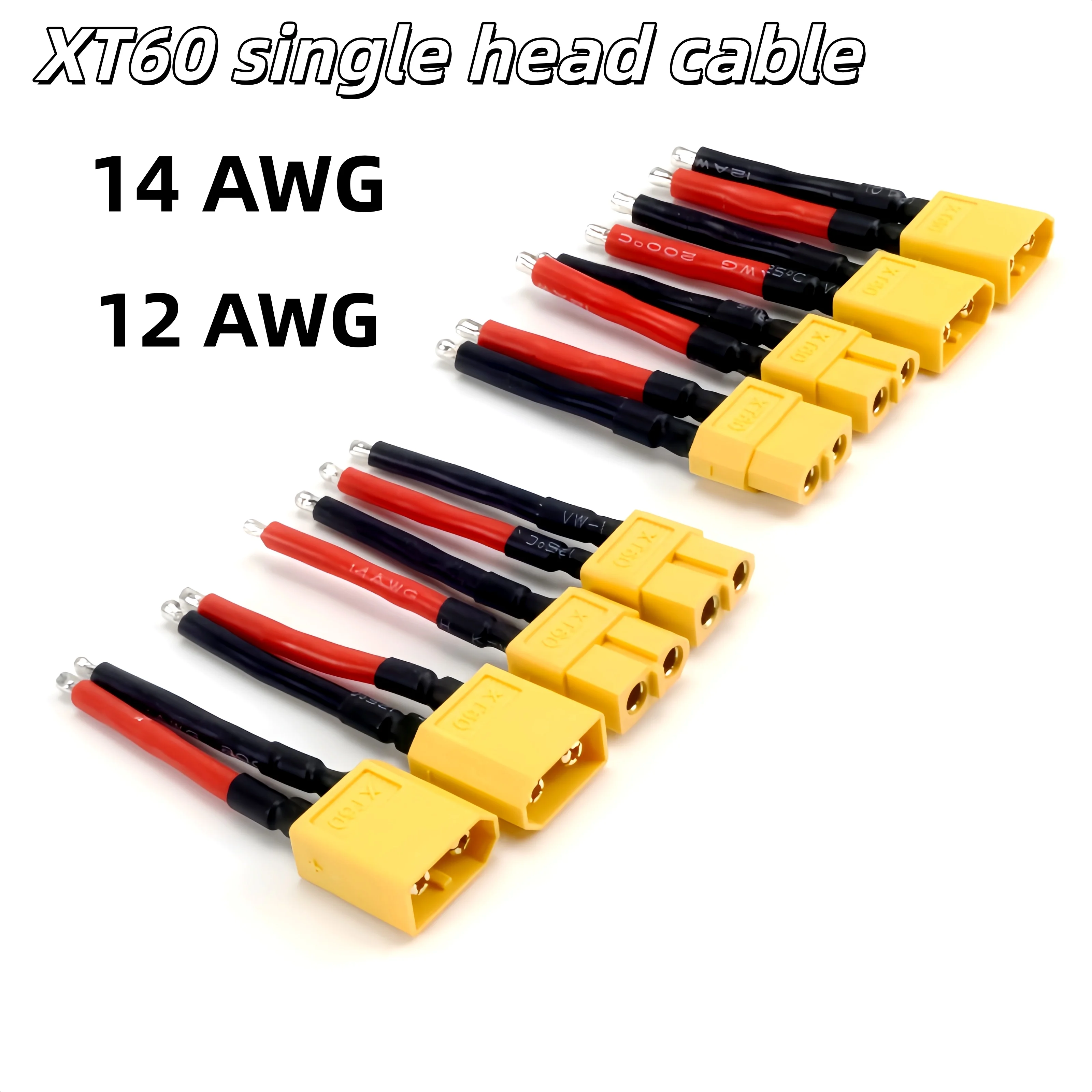 2 쌍/4 PCS XT60 플러그 암수 커넥터(12/14AWG 실리콘 와이어 포함) RC 리포 배터리 케이블 드론용