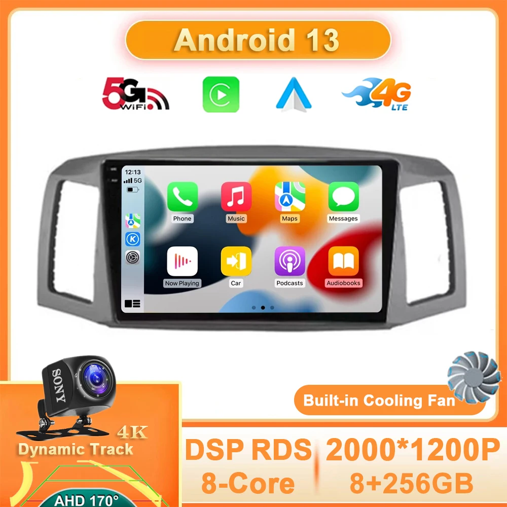 

Android 13 Car Radio For JEEP Grand Cherokee 2004 - 2007 GPS Navigation Video Stereo Multimedia 4G WIFI Player Carplay Auto QLED