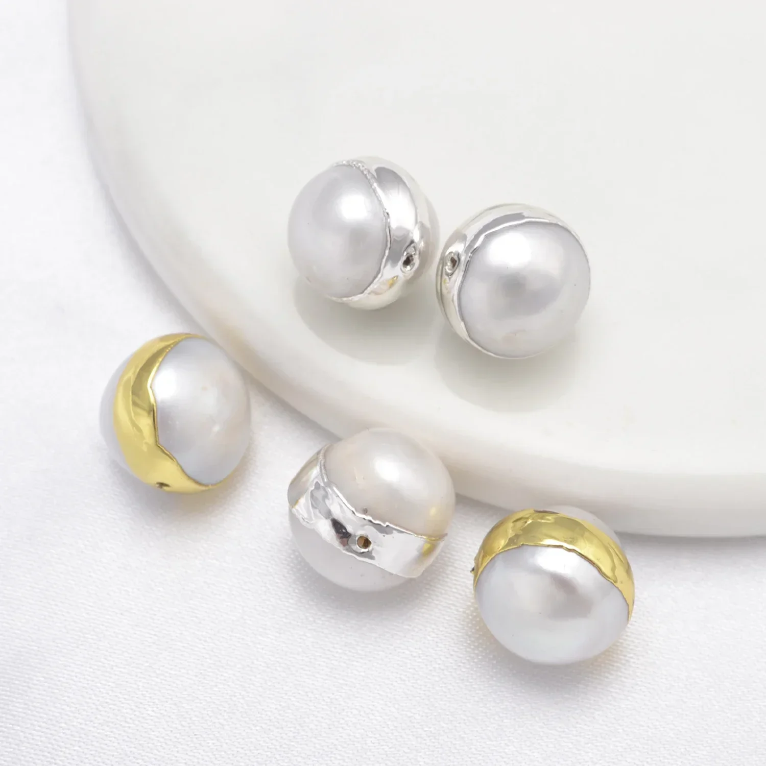 Copper Clad Pearl Spacer Beads for Handmade Jewelry Accessories Natural Pearl Bracelet Necklace Making Supplies DIY Beads 20 Pcs