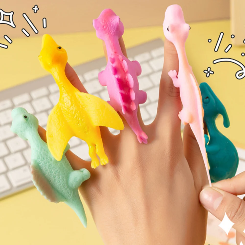 5Pcs Finger ejection dinosaur toys rubber dinosaur Slingshot boys birthday  party favors kids dinosaur party decoration gift toy