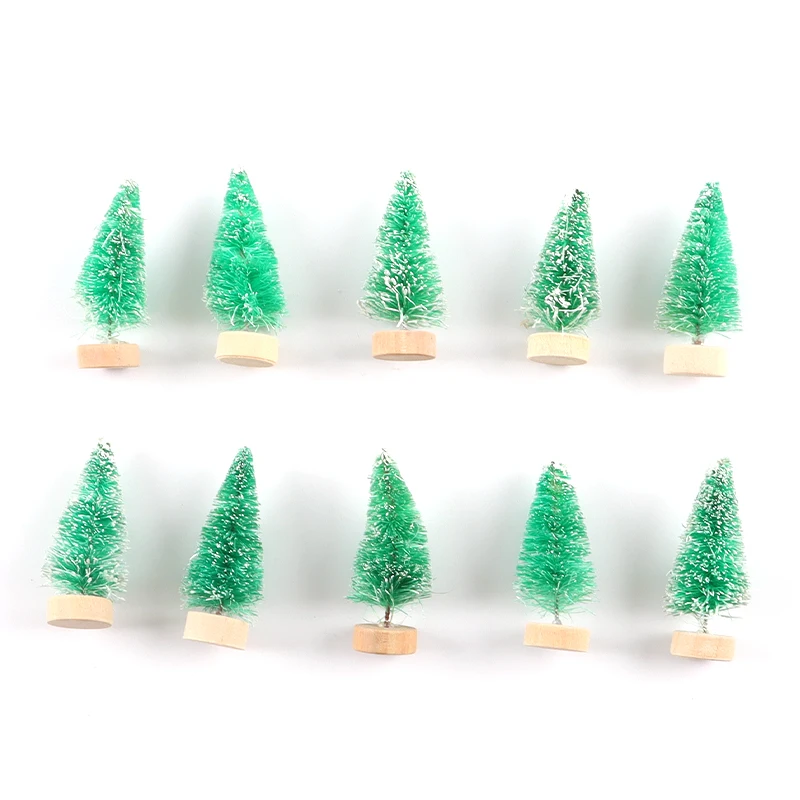(10pieces/bag)2.3x4.83CM Mini Christmas Tree Party Decoration Cedar Ornament New Year Scene Layout Design Sense