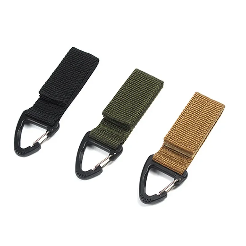 Outdoor Camping Hiking Nylon Ribbon Keychain Molle Tactical Knapsack Triangle Backpack Waist Bag Fastener Hook Buckle Climb Tool