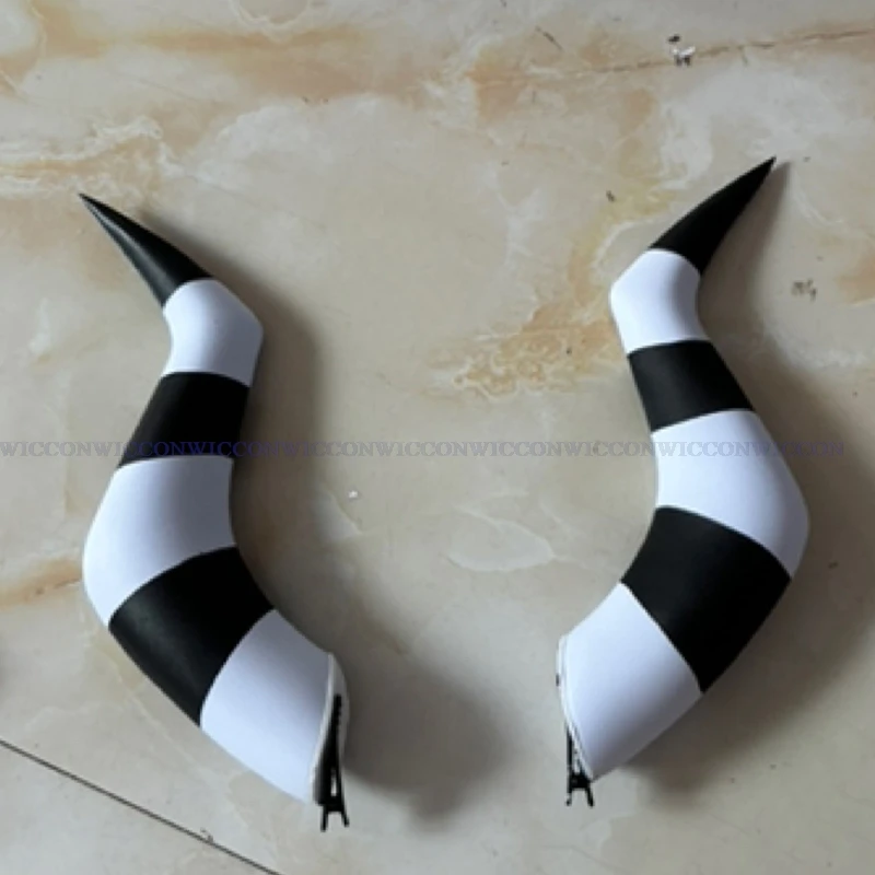 Anime Helluva Cosplay Boss Moxxie Cosplay Moxxie Horns Millie Prop Balck White Horns Bend Women Men Halloween Cosplay Prop 16