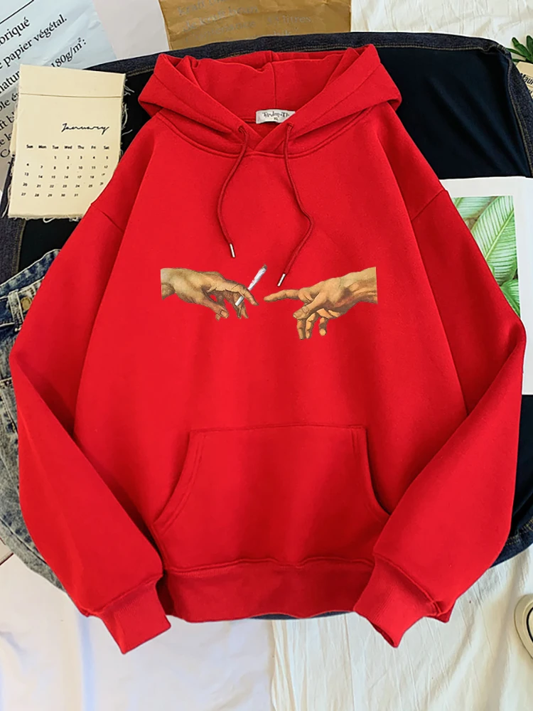 Hoodies Women's Two Hands And a Cigarette Graphic Print Hoodiest Thirteen Colors Harajukua Style Casual Top Women Street Style