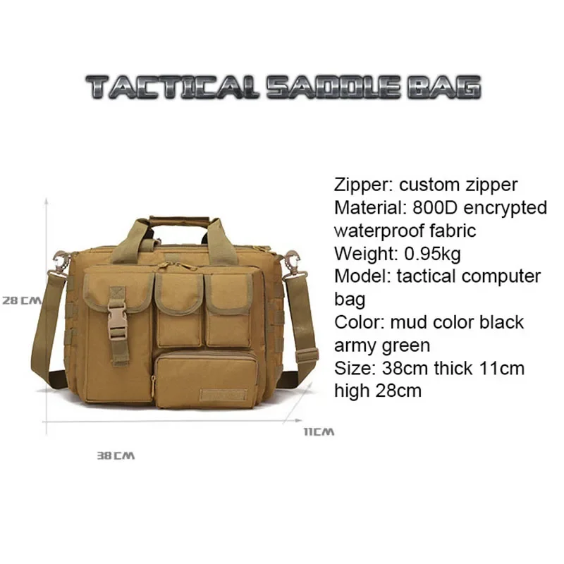 Borsa Tattica Portatile a Tracolla Grande Capacità per Laptop, Campeggio ed Escursionismo - immagine 6