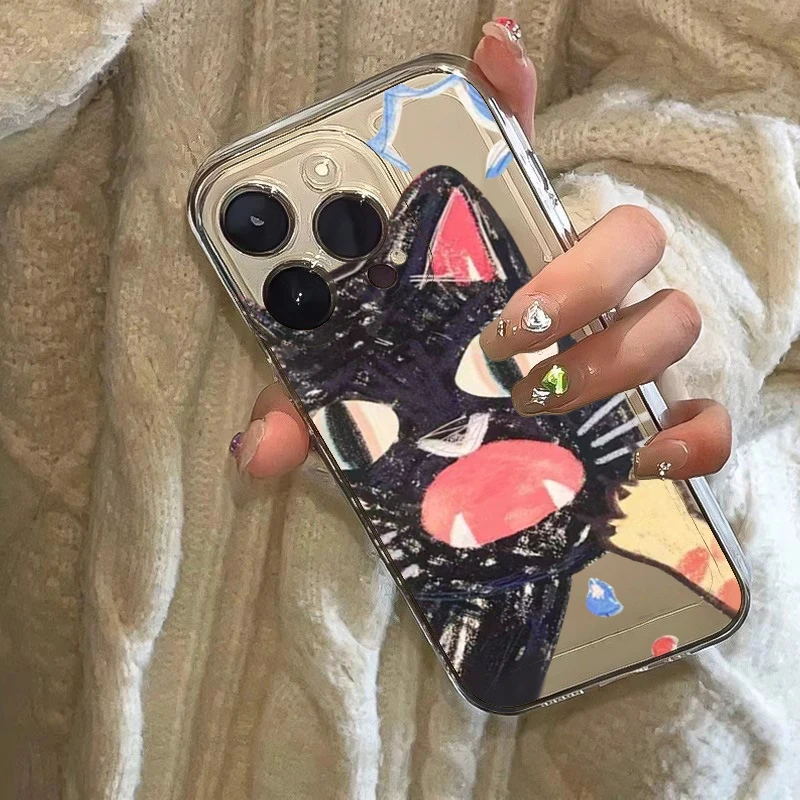 Doodle Angry Cat Clear Phone Case