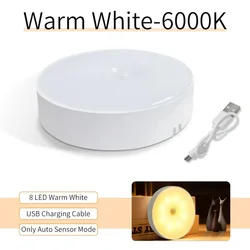 USB Rechargeable LED Motion Sensor Night Light with Magnetic Base (Warm light)