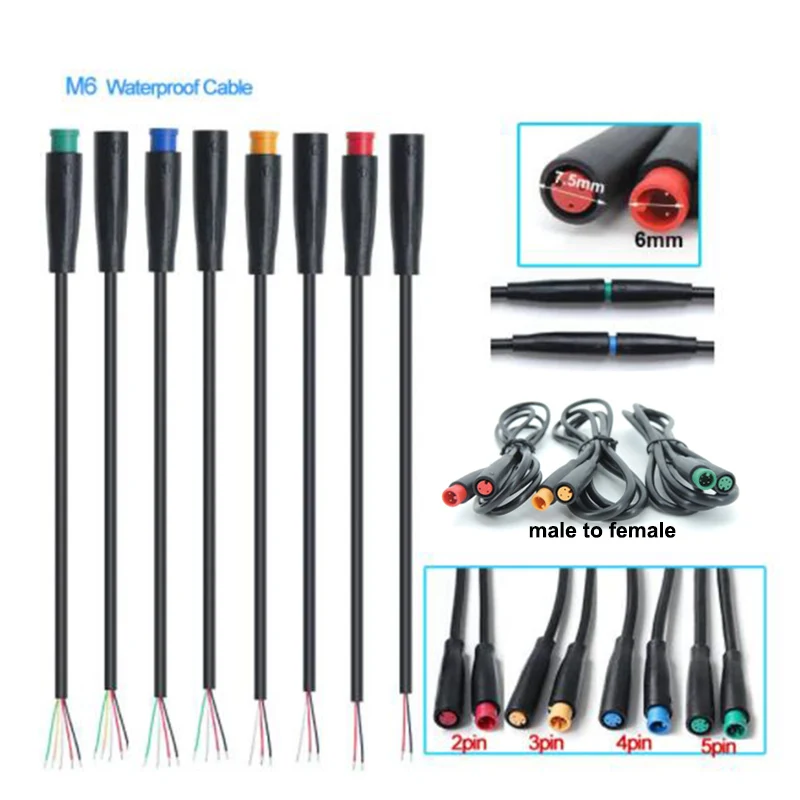 M6 2 3 4 5 Pin core Julet ไฟฟ้าปลั๊กชายหญิงเชื่อมต่อสกู๊ตเตอร์เบรคกันน้ํา 6 มม. Pluger สัญญาณ Sensor สายไฟ 1